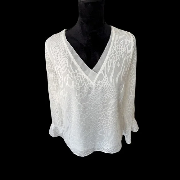White House Black Market Feminine Romantic Ruffle Long Sleeve Lined Blouse S - Picture 2 of 15